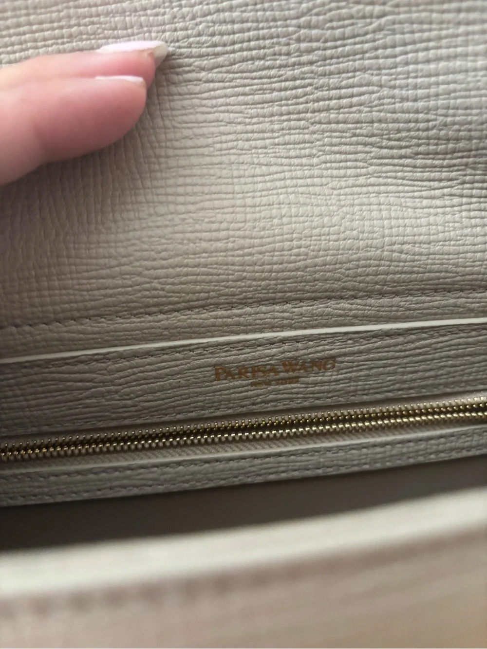 Parisa Wang Taupe Madison Leather Top-Handle Bag